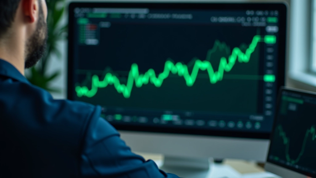 Grafico dei mercati finanziari con linee di tendenza in aumento su monitor