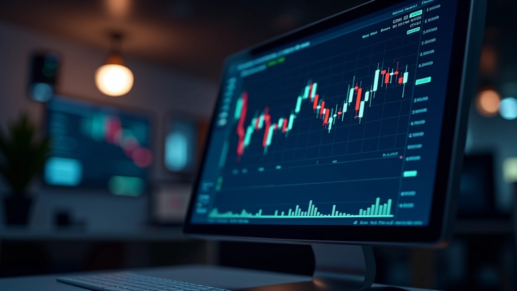 Schermo di un broker con grafici di azioni in tempo reale, dati di mercato e ticker di borsa